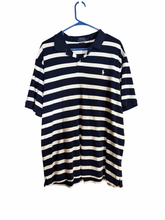 Polo Ralph Lauren Other - Polo Ralph Lauren navy blue white striped short sleeve cotton polo XL